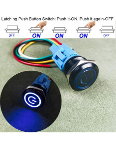 Interruptor de Botón de Presión Gebildet 19mm Acero Inoxidable LED Azul 2
