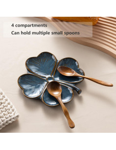 Soporte de Cuchara de Cerámica Dneuoir Trébol Azul 16x16.5cm 2