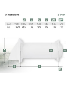 Kit de Ventilación de Pared Vent Systems 5" Ajustable Blanco 2