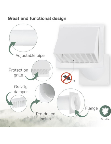 Kit de Ventilación de Pared Vent Systems 5" Ajustable Blanco