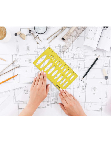 Plantilla de Dibujo de Elipse Traceease 21 Formas 18.2x10.3cm