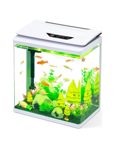 Acuario 11.36L Wedoelsim con Filtro y Luz LED 7 Colores