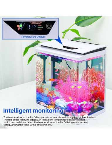 Acuario 11.36L Wedoelsim con Filtro y Luz LED 7 Colores