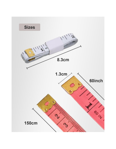 Cinta Métrica Suave Zilotusnte 150cm Doble Escala Rosa Azul