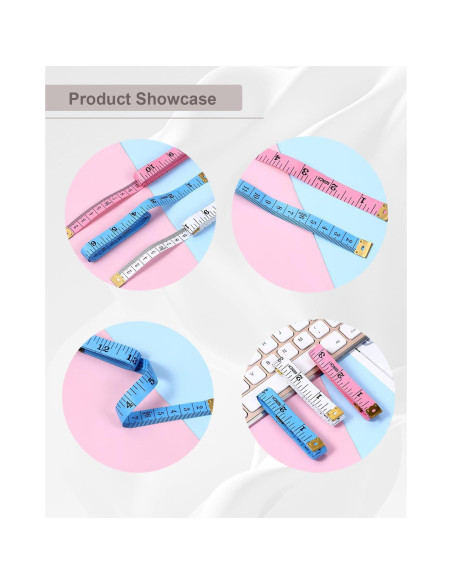 Cinta Métrica Suave Zilotusnte 150cm Doble Escala Rosa Azul