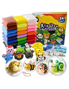 Kit de Arcilla Secada al Aire NafuXiaJJia 24 Colores con Herramientas