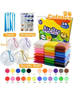 Kit de Arcilla Secada al Aire NafuXiaJJia 24 Colores con Herramientas 2