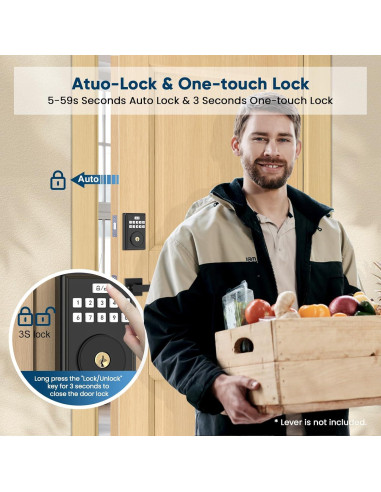 Cerradura de Puerta Inteligente OCDR G30 con Teclado Negro Mate