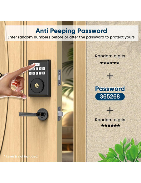Cerradura de Puerta Inteligente OCDR G30 con Teclado Negro Mate