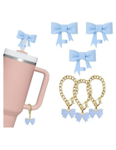 6 Accesorios para Vaso Stanley - 3 Tapa Popote + 3 Encantos