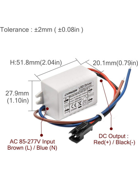 Controlador LED Chanzon 300mA 3-20V AC-DC Alta Calidad