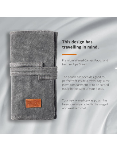 Bolsa de Pipa de Lona Encera Whitluck con Soporte de Cuero