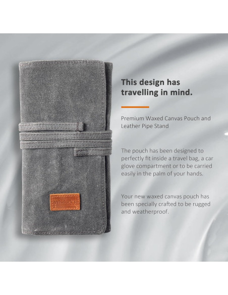 Bolsa de Pipa de Lona Encera Whitluck con Soporte de Cuero