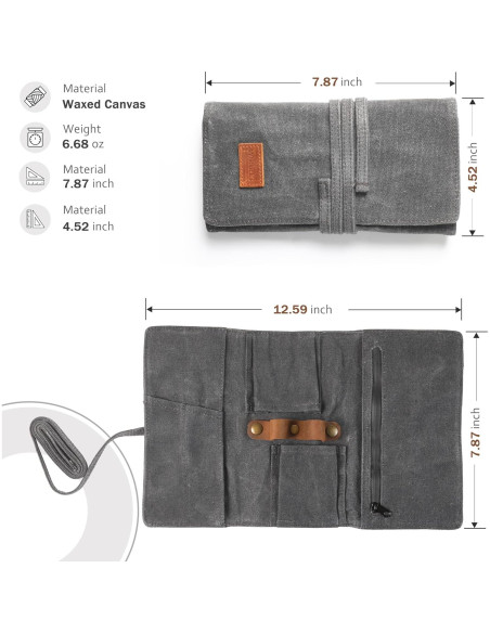 Bolsa de Pipa de Lona Encera Whitluck con Soporte de Cuero