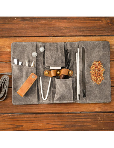 Bolsa de Pipa de Lona Encera Whitluck con Soporte de Cuero