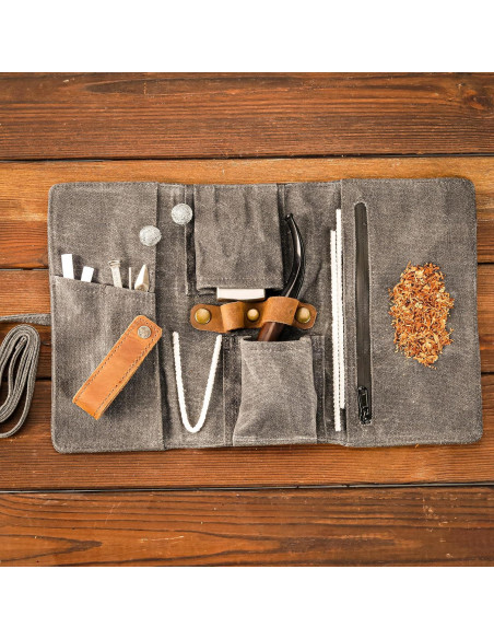 Bolsa de Pipa de Lona Encera Whitluck con Soporte de Cuero