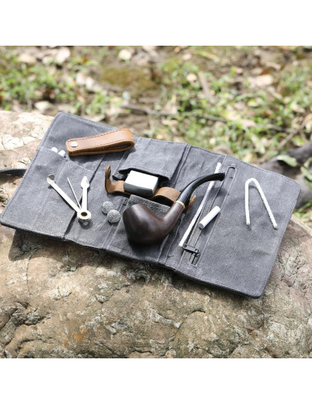 Bolsa de Pipa de Lona Encera Whitluck con Soporte de Cuero