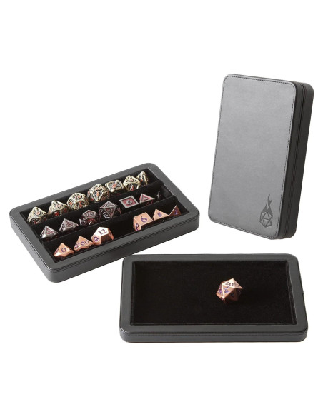 Estuche de Dados Forged Dice Co. Premium Negro 3 Filas Fieltro