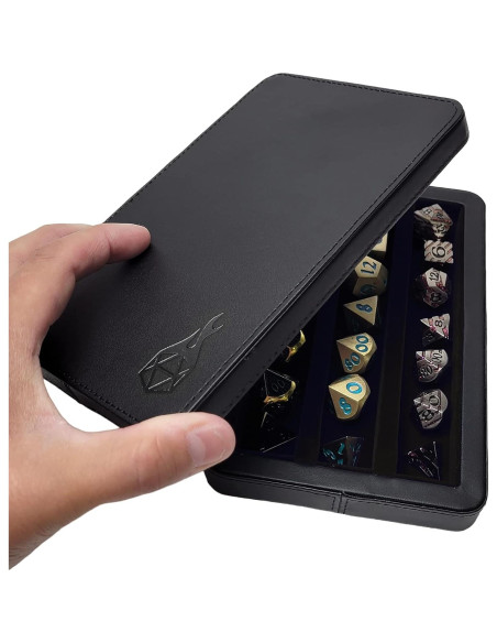 Estuche de Dados Forged Dice Co. Premium Negro 3 Filas Fieltro