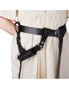 Frog de espada de cuero PU medieval ajustable para rapier 2