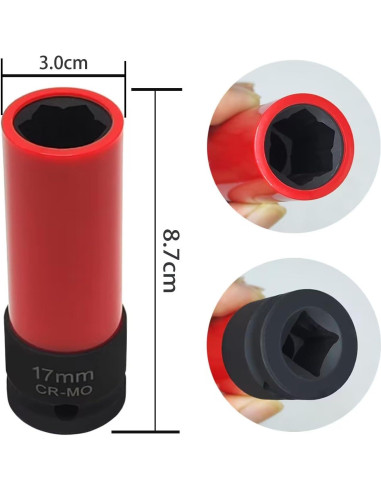 Socket de extracción de tuercas de rueda 17 mm JEUCLEL