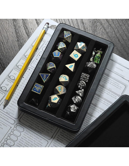Estuche de Dados Forged Dice Co. Premium Negro 3 Filas Fieltro