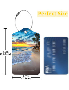 2 Etiquetas de Equipaje EOBKLAX Cuero Sintético Playa 7.3x11.6cm 2