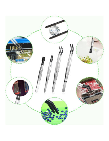 Juego de 4 Pinzas de Silicona Bremorou - Acero Inoxidable