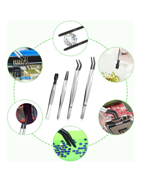 Juego de 4 Pinzas de Silicona Bremorou - Acero Inoxidable