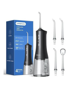 Flosser Dental de Agua Inalámbrico Operan 300ml 4 Modos Negro