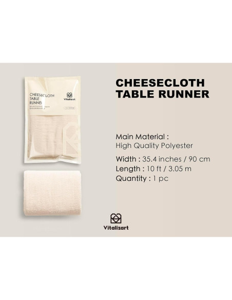Caminito de Mesa de Gasa Vitalizart 304.8x88.9 cm Marfil