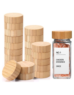 28 Tapas de Tarro de Bambú Herméticas Mimorou para Especias