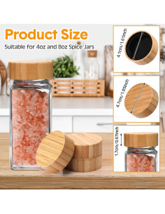 28 Tapas de Tarro de Bambú Herméticas Mimorou para Especias 2