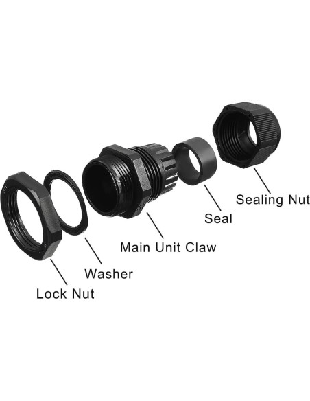 Tuerca de Cable M12 uxcell IP68 Nylon 10 Piezas 3-6.5mm