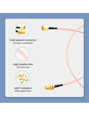 Cable Coaxial RG316 30cm SMA Macho a Hembra Anina + 5 Adaptadores