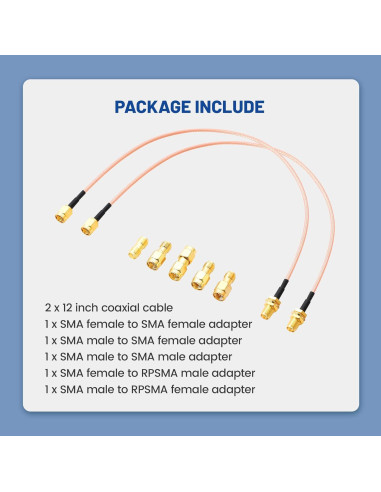Cable Coaxial RG316 30cm SMA Macho a Hembra Anina + 5 Adaptadores