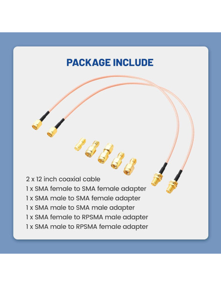 Cable Coaxial RG316 30cm SMA Macho a Hembra Anina + 5 Adaptadores