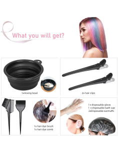 Kit de Tinte para Cabello 9 Piezas Genérico - Brochas, Tazón, Clips 2