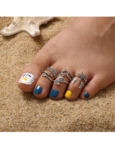 Conjunto de Anillos para Dedos de los Pies Boho Mujeres - Ajustables 2