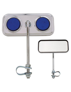 Espejo Rectangular Fenix Cycles Cromo con Reflector Azul