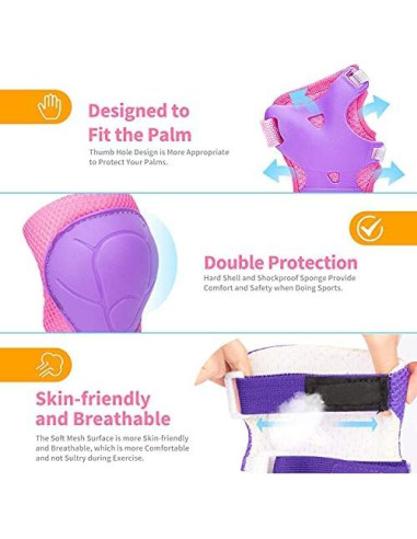 Conjunto de Protección 6 en 1 para Niños SOHOUR - Rodilleras, Coderas y Muñequera