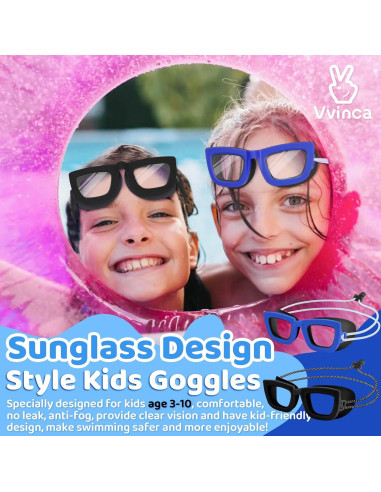 Gafas de Natación Vvinca Kids, 2 Paquetes, Anti-vaho UV, 3-10 Años