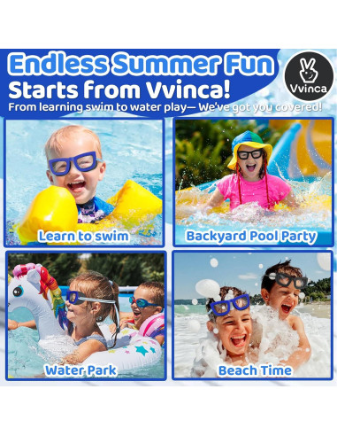 Gafas de Natación Vvinca Kids, 2 Paquetes, Anti-vaho UV, 3-10 Años