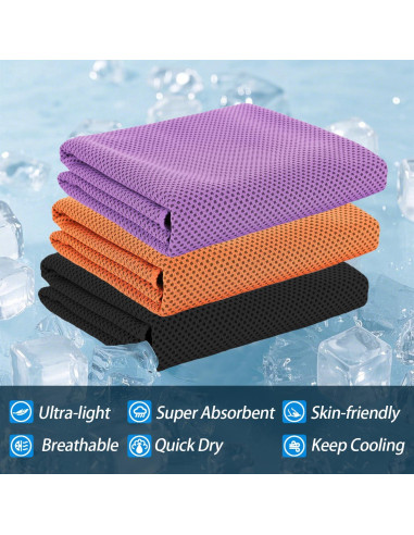 Paquete de 4 Toallas de Enfriamiento Menjo - Microfibra, Secado Rápido