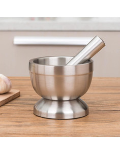 Mortero y Maja de Acero Inoxidable Pequeño - Triturador de Especias y Pastillas 2