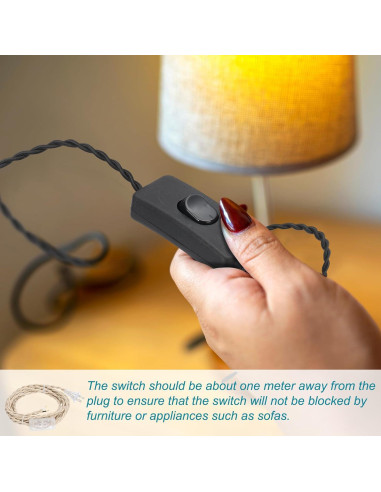 Cable de Lámpara Cubierto de Tela uxcell 2.44m Beige 18AWG