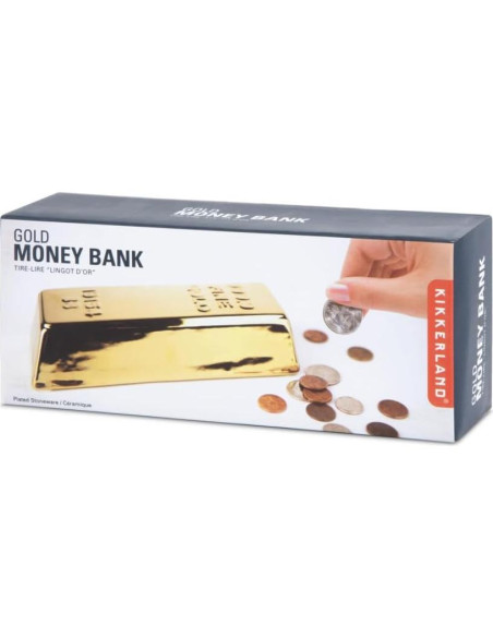Banco de Monedas Kikkerland Barra de Oro Cerámica 19.7cm