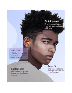 Tapones de Silicona Reutilizables LIMEHO 30dB SNR - 2 Pares Naranja 2