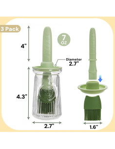 Paquete de 3 dispensadores de aceite YIMITEE 200 ml con brocha 2