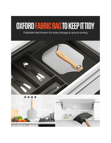 Espátula de Pizza Mooues 30 cm Aluminio con Mango Plegable